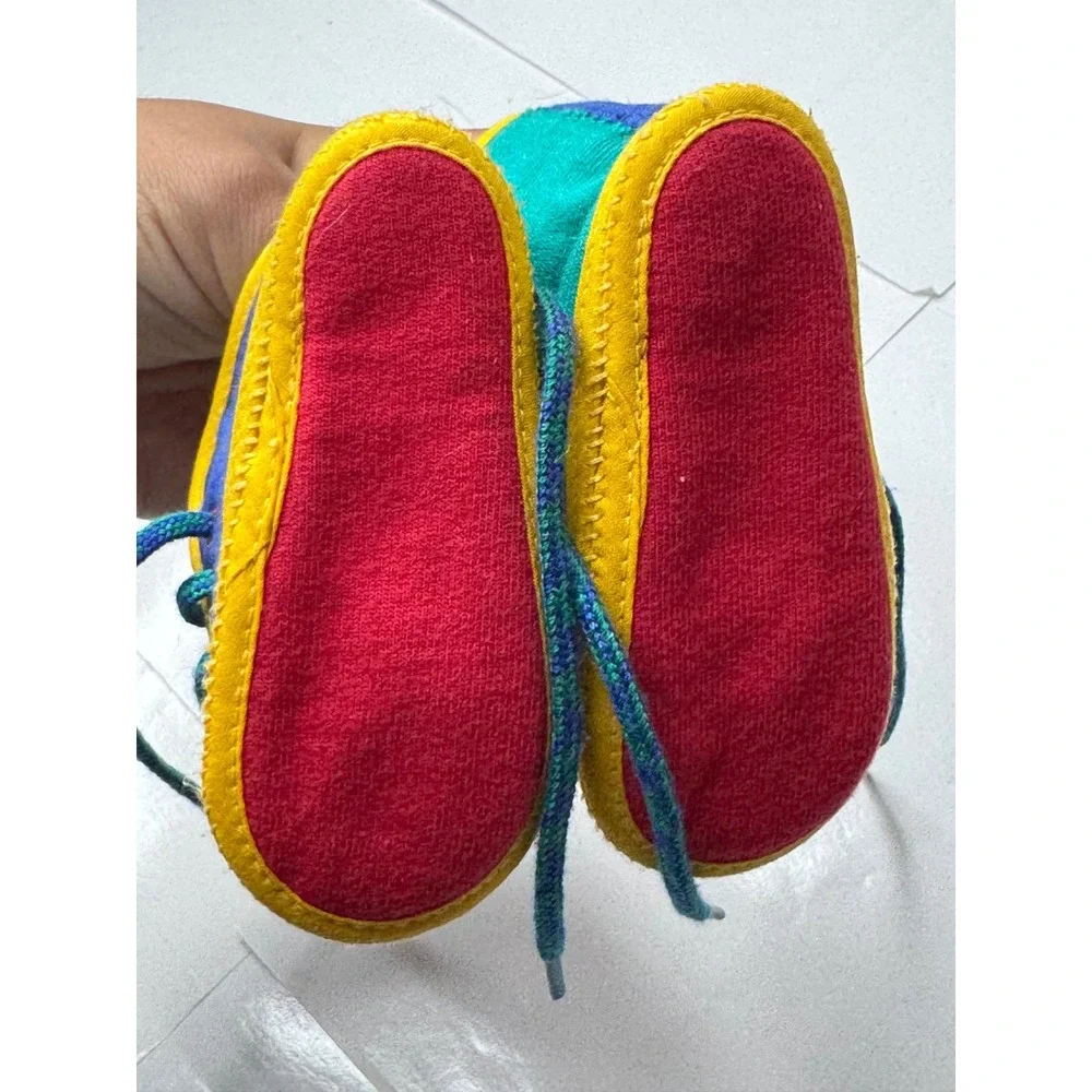 Vintage Gymboree Baby Color Block Soft Sole Booties Primary Colors Size 00